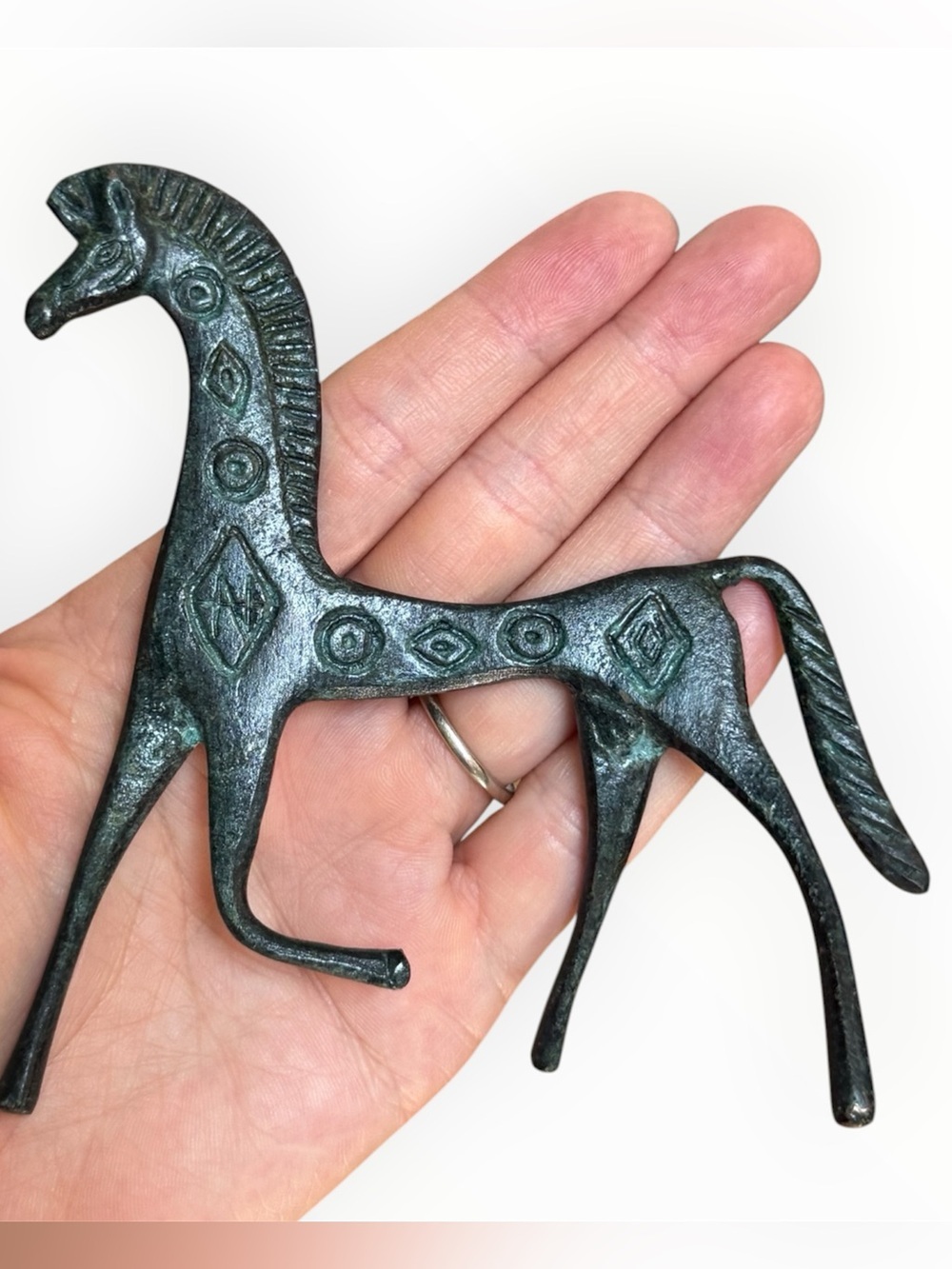 Vintage Ancient Greek Spartan horse sculpture crafted from bronze MCM